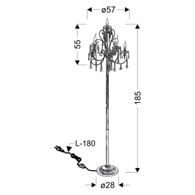 Stojací lampa v anglickém stylu AURORA - 5xE14, 40W, chromovaná