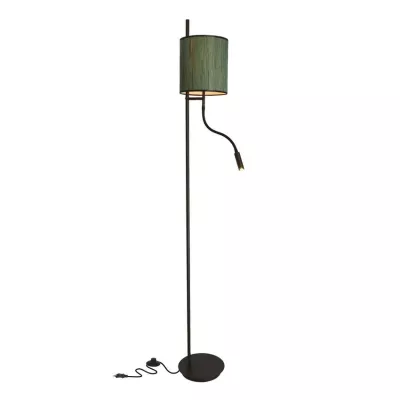 Moderní stojací lampa se čtecím LED ramenem BENDI - 1xE27, 40W + LED 3W, 4000K (denní bílá), černá / zelená