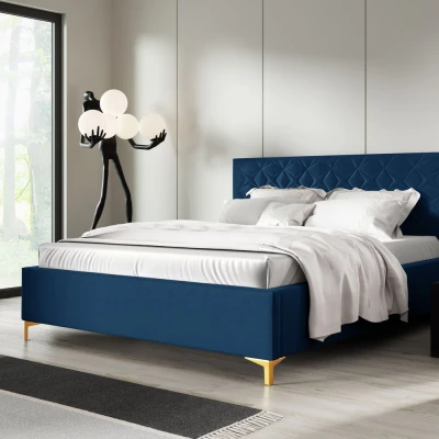 VÝPRODEJ - Čalouněná postel 140x200 ODETA 2 - tmavě modrá