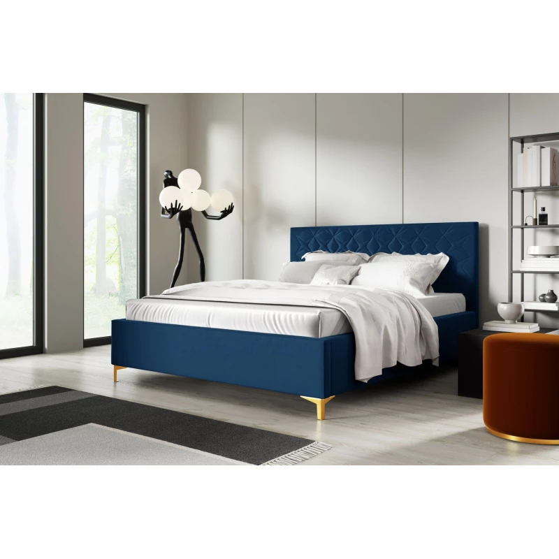 VÝPRODEJ - Čalouněná postel 140x200 ODETA 2 - tmavě modrá