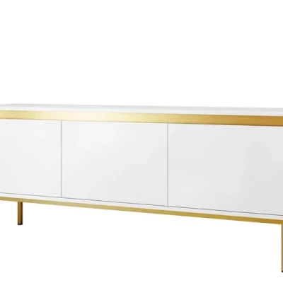 VÝPRODEJ - Stolek pod televizi RAWIK - zlatý / bílý