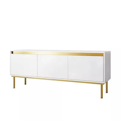 VÝPRODEJ - Stolek pod televizi RAWIK - zlatý / bílý