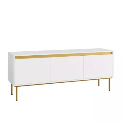 VÝPRODEJ - Stolek pod televizi RAWIK - zlatý / bílý