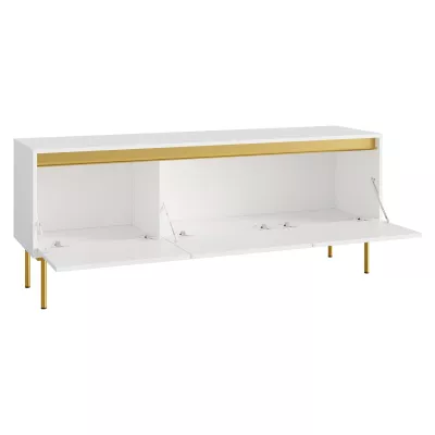 VÝPRODEJ - Stolek pod televizi RAWIK - zlatý / bílý
