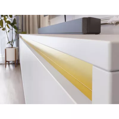 VÝPRODEJ - Stolek pod televizi RAWIK - zlatý / bílý