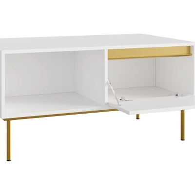 VÝPRODEJ - Konferenční stolek RAWIK - zlatý / bílý