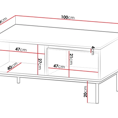 VÝPRODEJ - Konferenční stolek RAWIK - zlatý / bílý