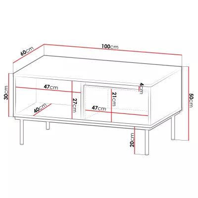 VÝPRODEJ - Konferenční stolek RAWIK - zlatý / bílý