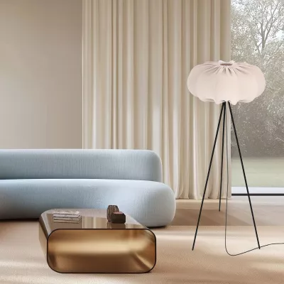 Designová stojací lampa CAFEE - 1xE27, 40W, černá / frappé