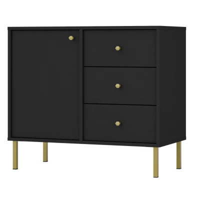 VÝPRODEJ - Komoda se šuplíky IROS 2 - grafitově černá / zlatá