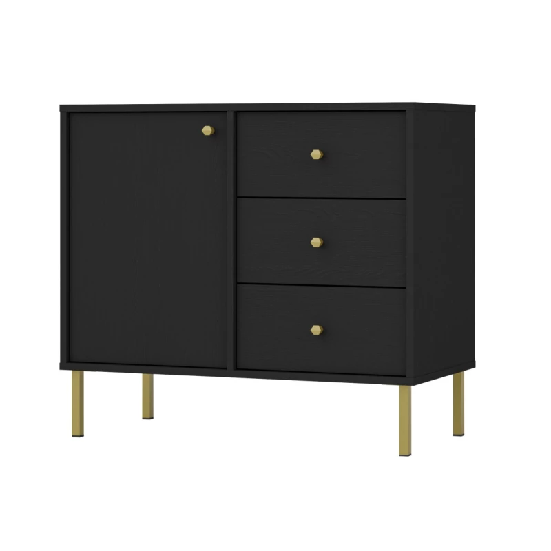 VÝPRODEJ - Komoda se šuplíky IROS 2 - grafitově černá / zlatá