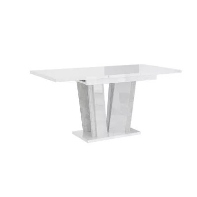 VÝPRODEJ - Rozkládací jídelní stůl OLEGIN - lesklý bílý / šedý