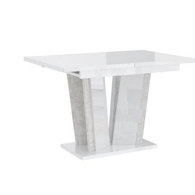VÝPRODEJ - Rozkládací jídelní stůl OLEGIN - lesklý bílý / šedý