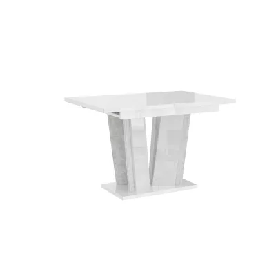 VÝPRODEJ - Rozkládací jídelní stůl OLEGIN - lesklý bílý / šedý