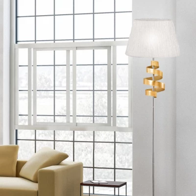 Stojací lampa DENIS - 1xE27, 60W, chromovaná / zlatá