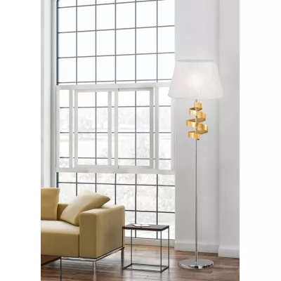 Stojací lampa DENIS - 1xE27, 60W, chromovaná / zlatá