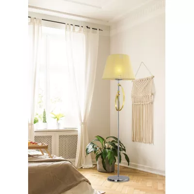 Moderní stojací lampa DIVA - 1xE27, 60W, chromovaná / zlatá