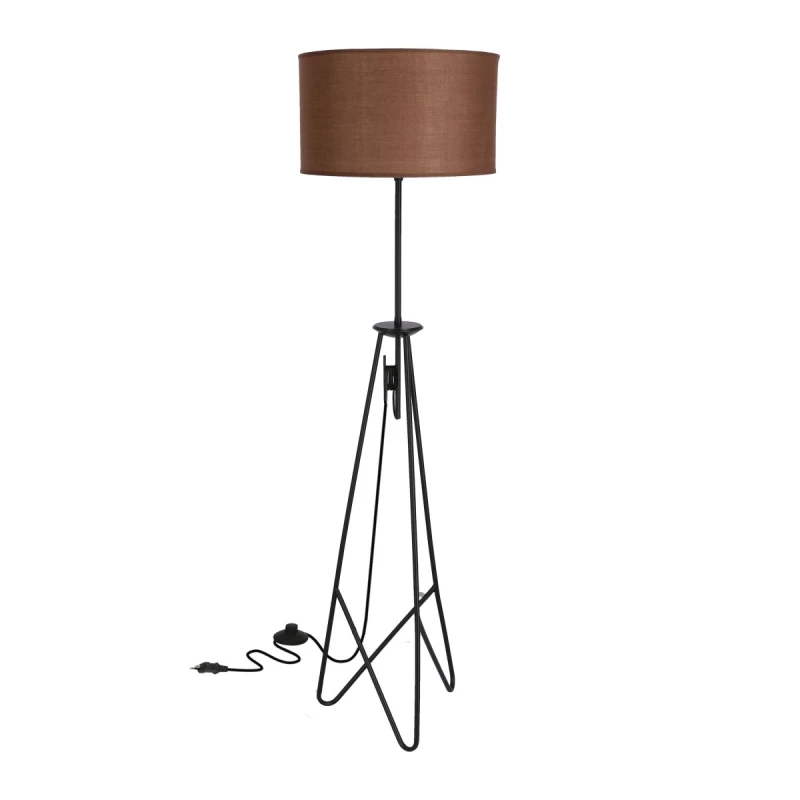 Moderní stojací lampa FLOAT - 1xE27, 60W, černá / hnědá