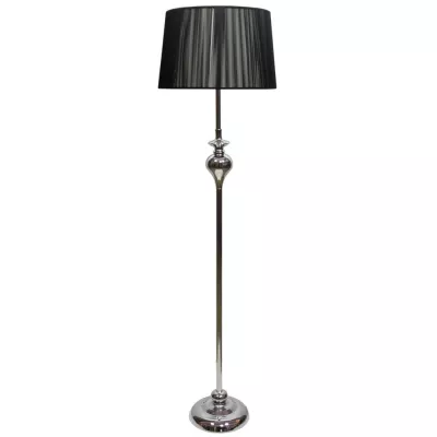 Stojací moderní lampa GILLENIA - 1xE27, 60W, chromovaná / černá