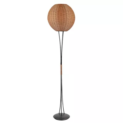 Stojací lampa GRETA - 1xE27, 60W, černá / hnědé