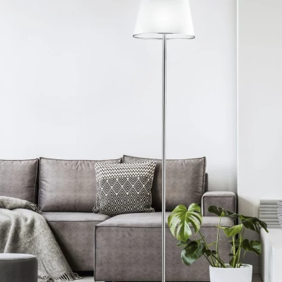 Stojací klasická lampa IBIS - 1xE27, 60W, stříbrná / bílá