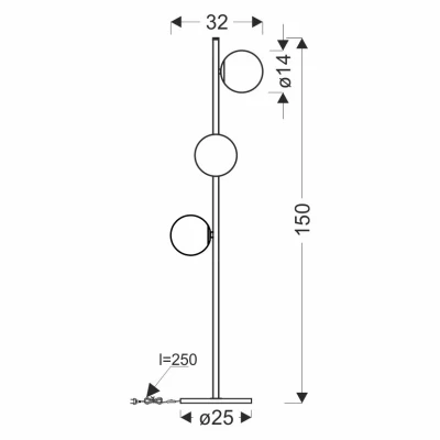 Art deco stojací lampa KAMA - 3xG9, 28W, černá / bílá