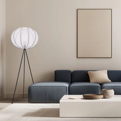 Designová stojací lampa MELLOW - 1xE27, 40W, černá / bílá