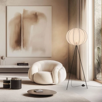 Designová stojací lampa MELLOW - 1xE27, 40W, černá / bílá