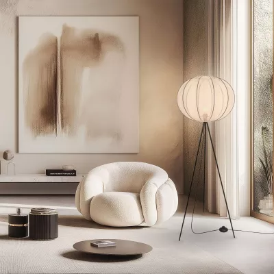 Designová stojací lampa MELLOW - 1xE27, 40W, černá / bílá