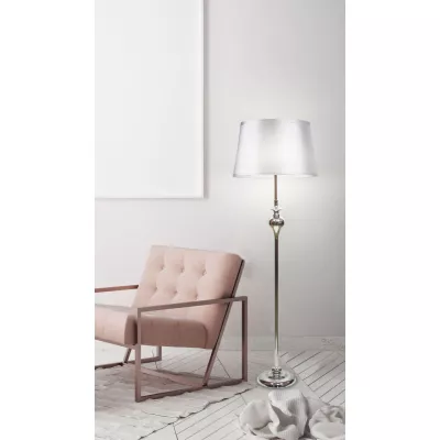 Moderní stojací lampa PRIMA - 1xE27, 60W, chromovaná / stříbrná