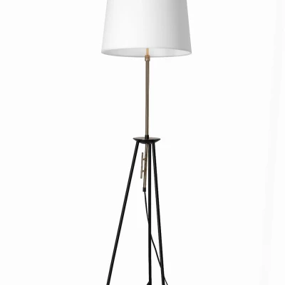 Designová stojací lampa trojnožka TAFLO - 1xE27, 60W, černá / zlatá / bílá