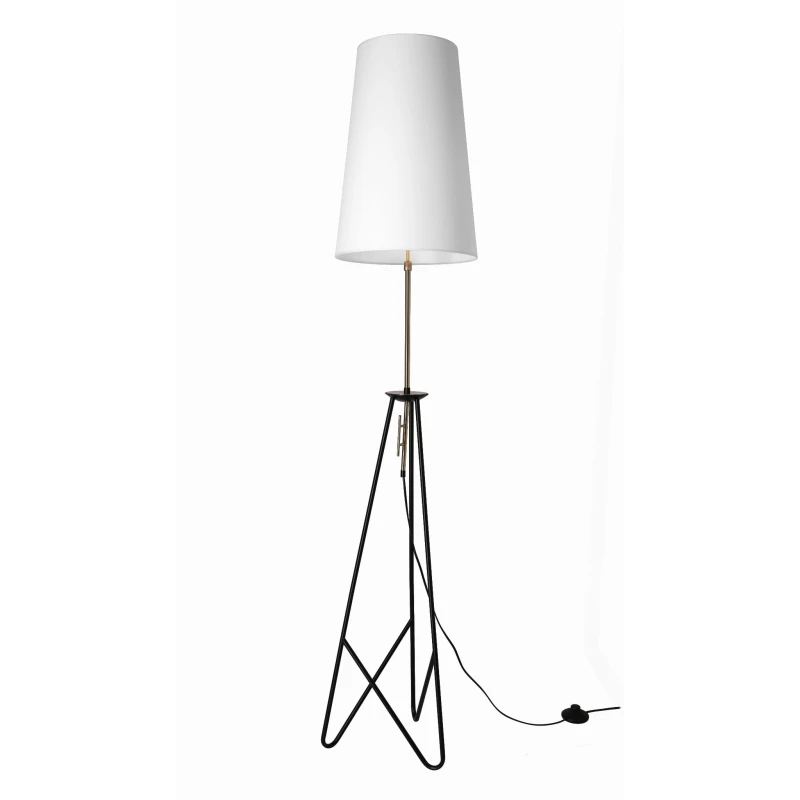 Designová stojací lampa trojnožka TAFLO - 1xE27, 60W, černá / zlatá / bílá