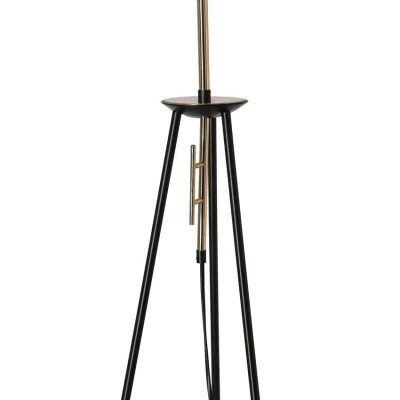 Designová stojací lampa trojnožka TAFLO - 1xE27, 60W, černá / zlatá / bílá