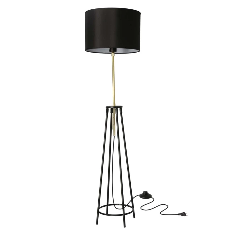 Moderní stojací lampa TEGOLA - 1xE27, 60W, černá / matná zlatá