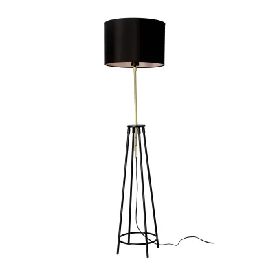 Moderní stojací lampa TEGOLA - 1xE27, 60W, černá / matná zlatá