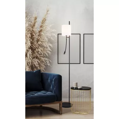 Stojací čtecí LED lampa TOKYO - 1xE27, 40W + LED 3W, 3000K (teplá bílá), černá / bílá