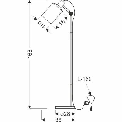 Stojací industriální lampa ZANA - 1xE27, 60W, černá