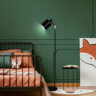 Stojací industriální lampa ZANA - 1xE27, 60W, černá