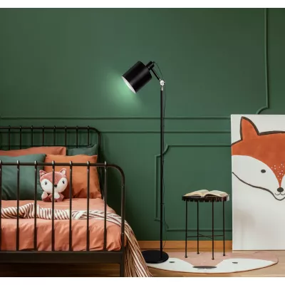 Stojací industriální lampa ZANA - 1xE27, 60W, černá