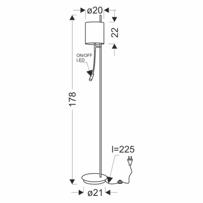 Skandinávská stojací lampa se čtecím LED ramenem ZETA - 1xE27, 40W + LED 3W, 4000K (denní bílá), černá / hnědá