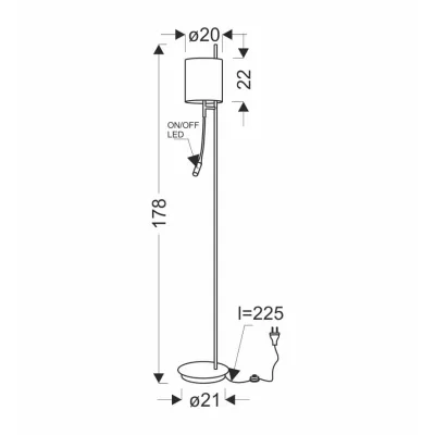 Skandinávská stojací lampa se čtecím LED ramenem ZETA - 1xE27, 40W + LED 3W, 4000K (denní bílá), černá / hnědá