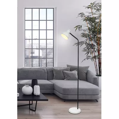 Moderní stojací čtecí lampa ZUMBA - 1xE27, 40W, bílá / černá