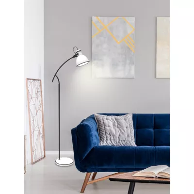 Stojací moderní lampa ZUMBA - 1xE27, 40W, bílá / černá