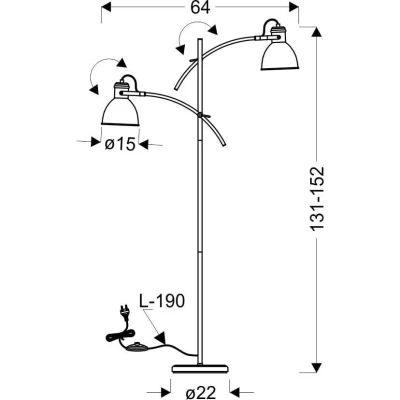 Stojací dvouramenná lampa ZUMBA - 2xE27, 40W, bílá / černá