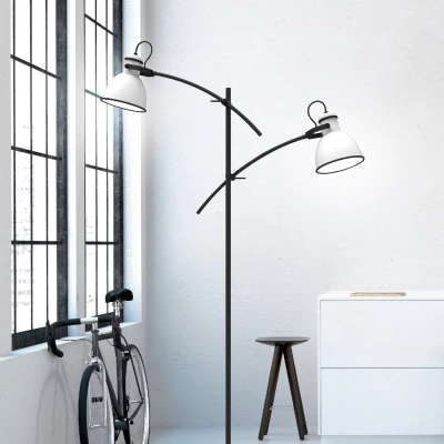 Stojací dvouramenná lampa ZUMBA - 2xE27, 40W, bílá / černá
