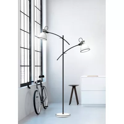 Stojací dvouramenná lampa ZUMBA - 2xE27, 40W, bílá / černá