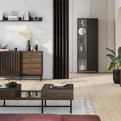 VÝPRODEJ - Nástěnná polička MEXIA - jasan portland / černá