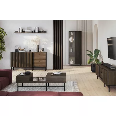 VÝPRODEJ - Nástěnná polička MEXIA - jasan portland / černá