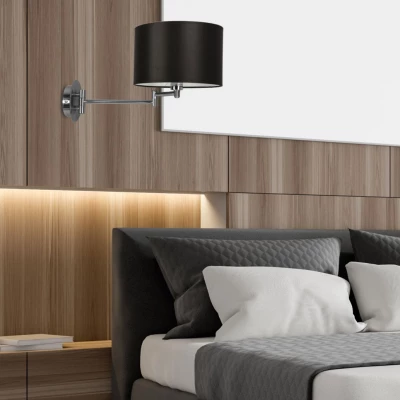 Čtecí nástěnná lampa s vypínačem ALEXIA - 1xE14, 40W, chromovaná / černá
