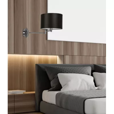 Čtecí nástěnná lampa s vypínačem ALEXIA - 1xE14, 40W, chromovaná / černá